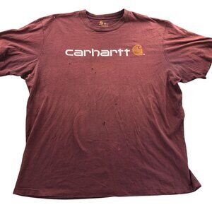 Carhartt Mens Work T-Shirt Size 2XL Red Short Sleeve Casual Crew Neck Tee Flaws